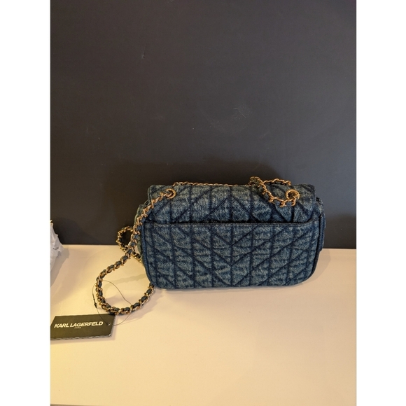 NWT Karl Lagerfeld Denim Quilted Shoulder Bag - Picture 5 of 10
